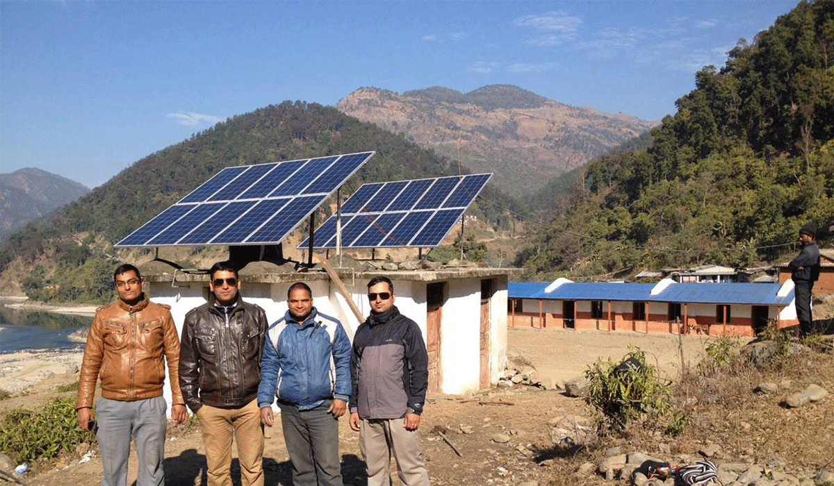 Microgrid solar system installation, Nepal