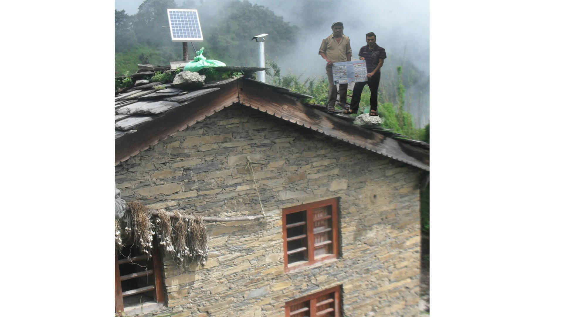 Rural solar panel installation in Nepal